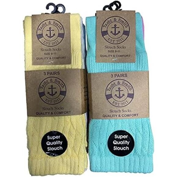 6 Pairs Women's Scrunched Slouch Socks, Cotton Boot Socks Bulk - Picture 3 of 8